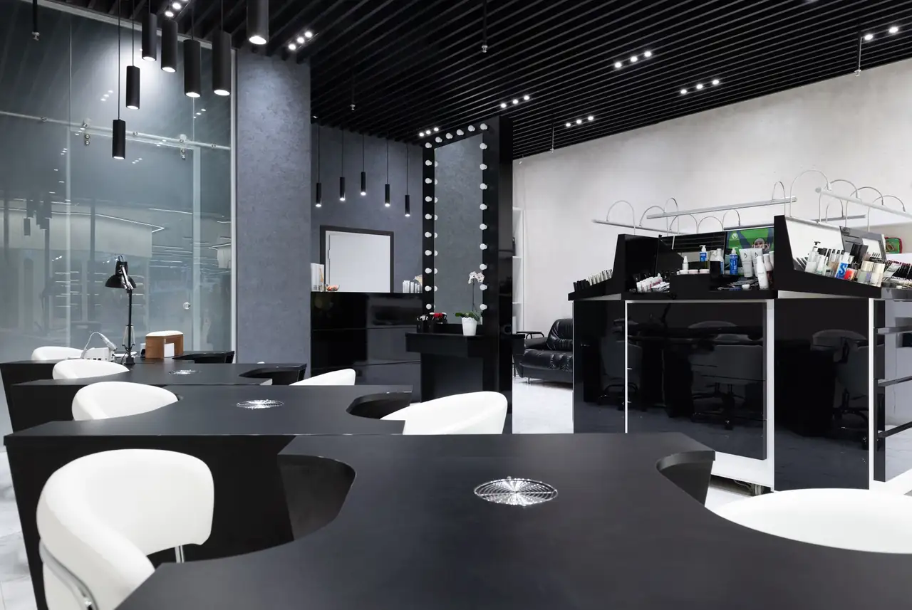 Minimalist luxury interior of Helvona Savialisse nail studio in Christchurch
